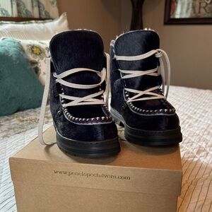 Penelope Chilvers Ink Shearling Lined Incredible Pony Boots New in Box